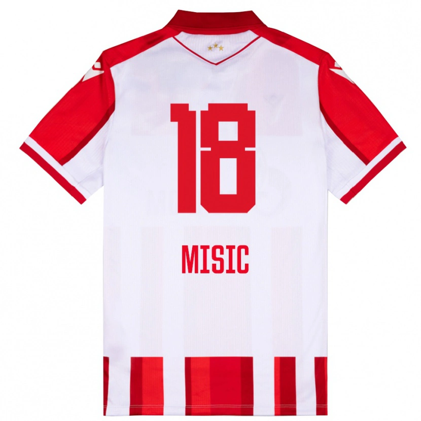 Danxen Dzieci Ognjen Misic #18 Czerwono-Biały Domowa Koszulka 2025/26 Koszulki Klubowe