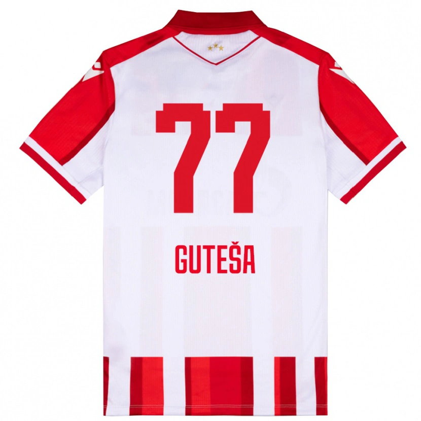 Danxen Dzieci Ivan Guteša #77 Czerwono-Biały Domowa Koszulka 2025/26 Koszulki Klubowe