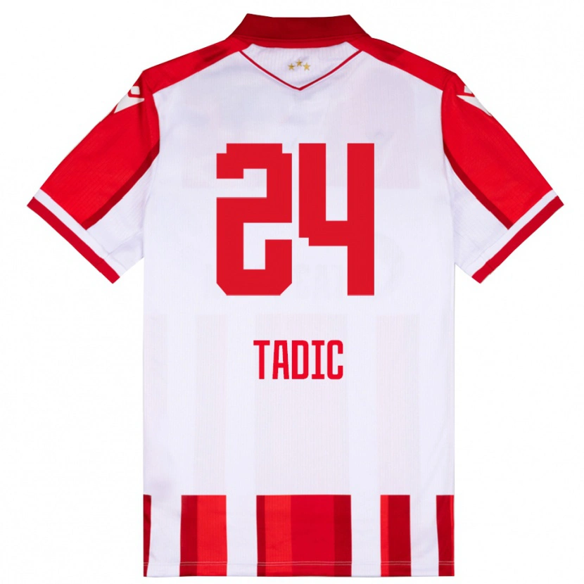 Danxen Dzieci Ilija Tadic #24 Czerwono-Biały Domowa Koszulka 2025/26 Koszulki Klubowe