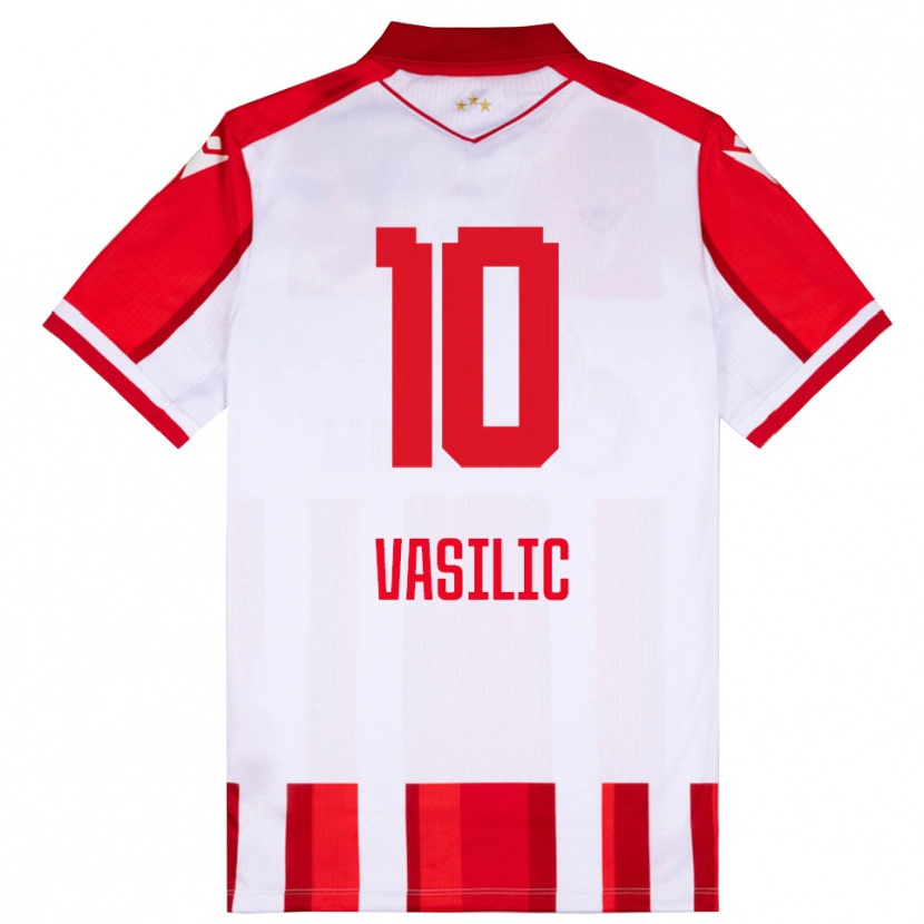 Danxen Dzieci Aleksa Vasilic #10 Czerwono-Biały Domowa Koszulka 2025/26 Koszulki Klubowe