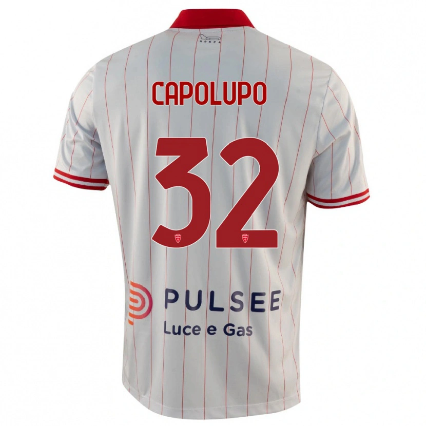 Danxen Dzieci Samuele Capolupo #32 Biało-Czerwono-Niebieski Wyjazdowa Koszulka 2025/26 Koszulki Klubowe