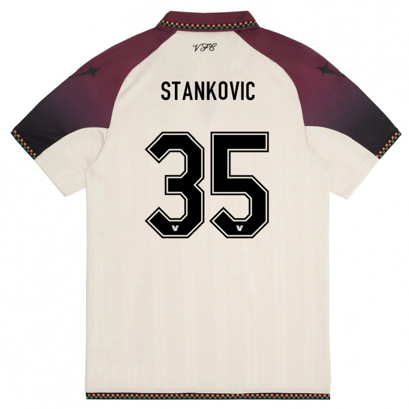 Danxen Dzieci Filip Stanković #35 Kremowo-Burgundowy Wyjazdowa Koszulka 2025/26 Koszulki Klubowe