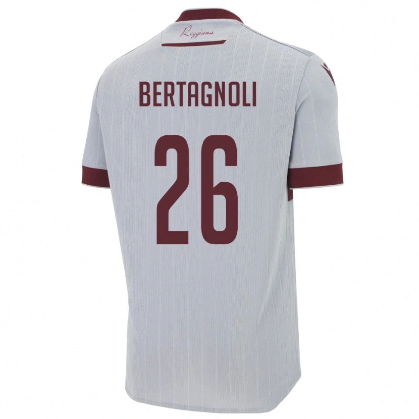 Danxen Dzieci Massimo Bertagnoli #26 Bordowo-Biały Wyjazdowa Koszulka 2025/26 Koszulki Klubowe