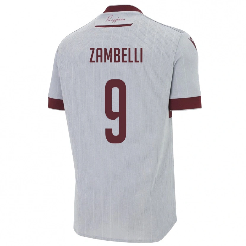 Danxen Dzieci Alessio Zambelli #9 Bordowo-Biały Wyjazdowa Koszulka 2025/26 Koszulki Klubowe
