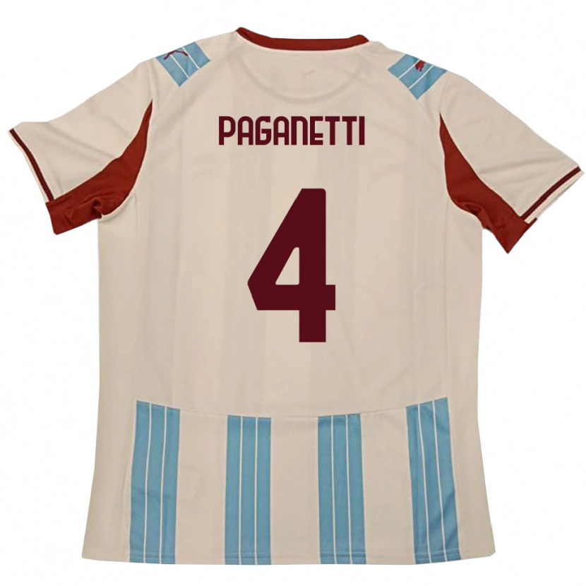 Danxen Dzieci Giacomo Paganetti #4 Błękitno-Biały Wyjazdowa Koszulka 2025/26 Koszulki Klubowe