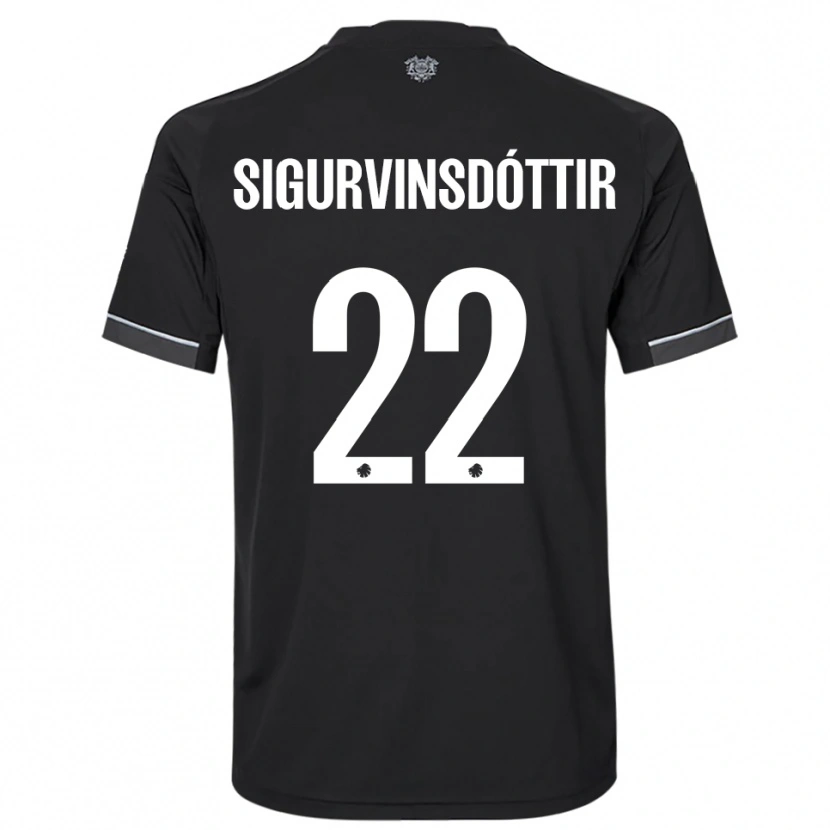 Danxen Dzieci Sunneva Sigurvinsdóttir #22 Czarno-Biały Wyjazdowa Koszulka 2025/26 Koszulki Klubowe