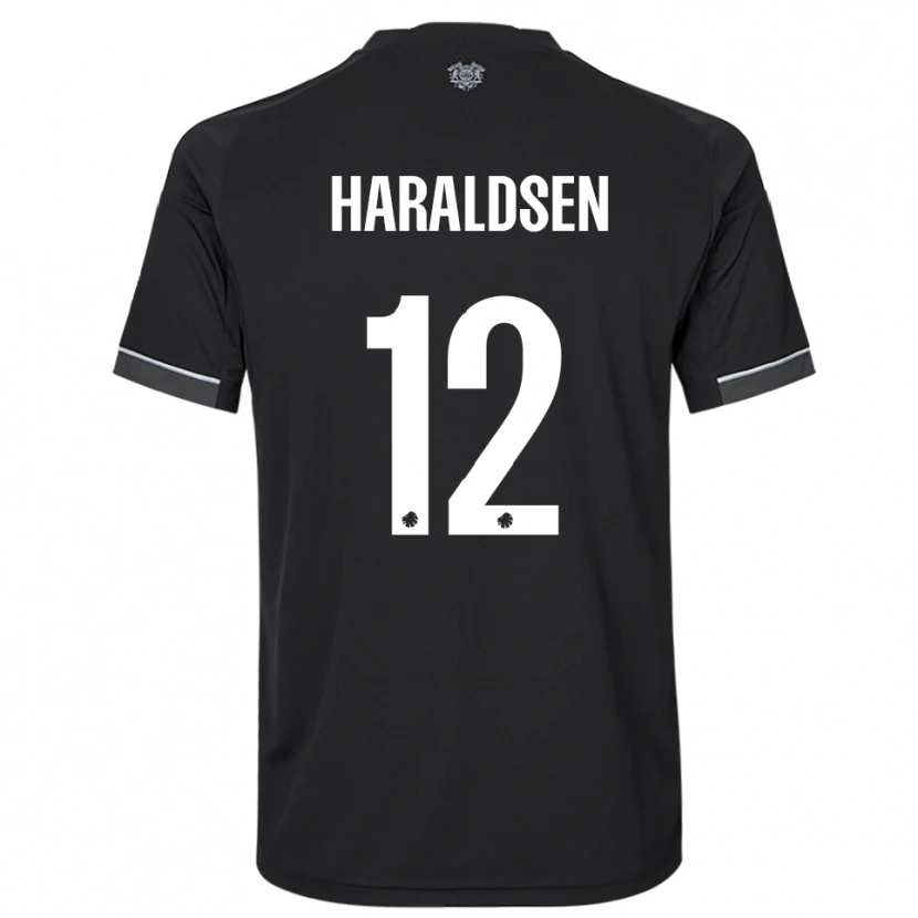 Danxen Dzieci Henrik Haraldsen #12 Czarno-Biały Wyjazdowa Koszulka 2025/26 Koszulki Klubowe