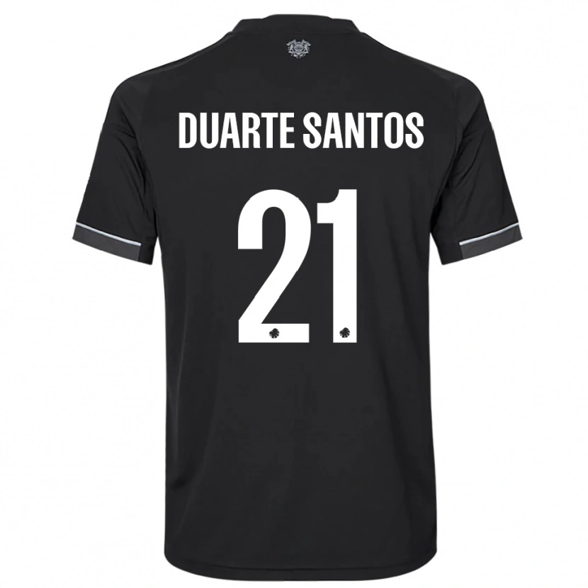 Danxen Dzieci Gabriel Duarte Santos #21 Czarno-Biały Wyjazdowa Koszulka 2025/26 Koszulki Klubowe
