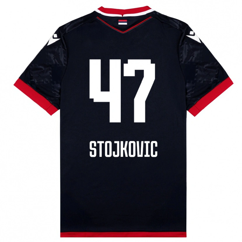 Danxen Dzieci Strahinja Stojkovic #47 Czarno-Czerwony Wyjazdowa Koszulka 2025/26 Koszulki Klubowe