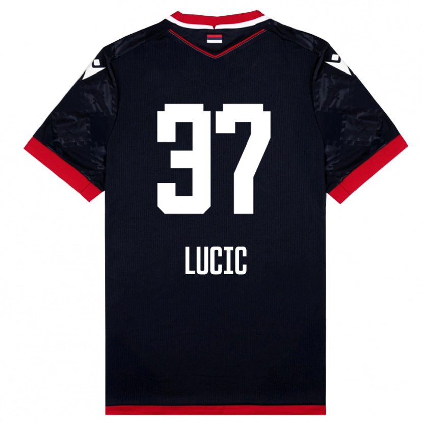 Danxen Dzieci Vladimir Lucic #37 Czarno-Czerwony Wyjazdowa Koszulka 2025/26 Koszulki Klubowe