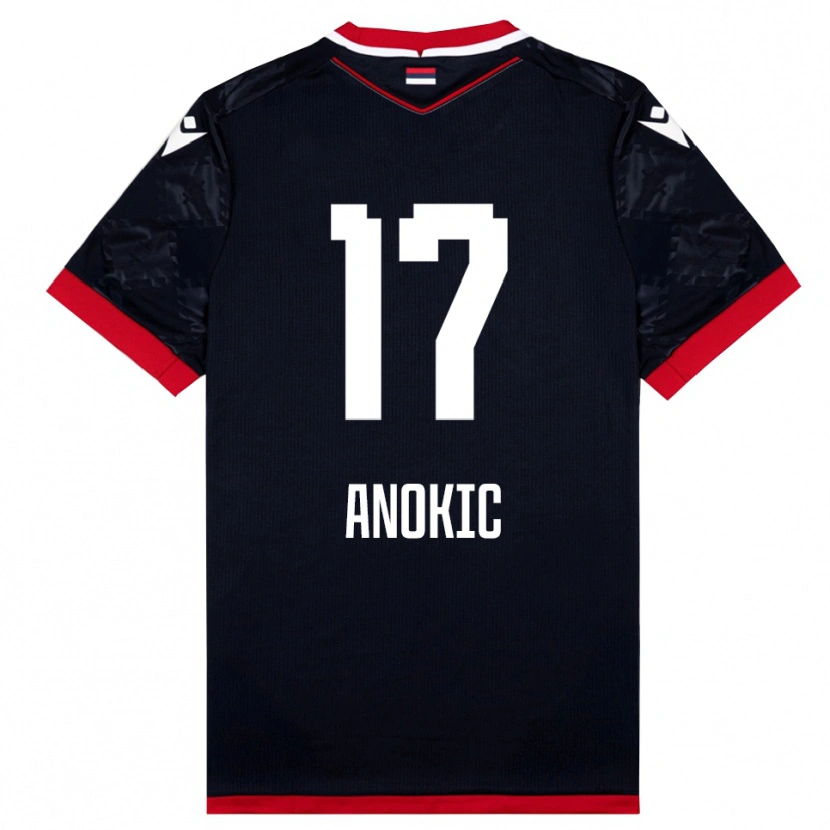 Danxen Dzieci Dragan Anokic #17 Czarno-Czerwony Wyjazdowa Koszulka 2025/26 Koszulki Klubowe