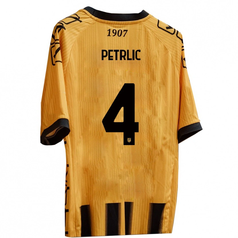 Danxen Męski Vincenzo Petrlic #4 Żółto-Czarny Domowa Koszulka 2025/26 Koszulki Klubowe