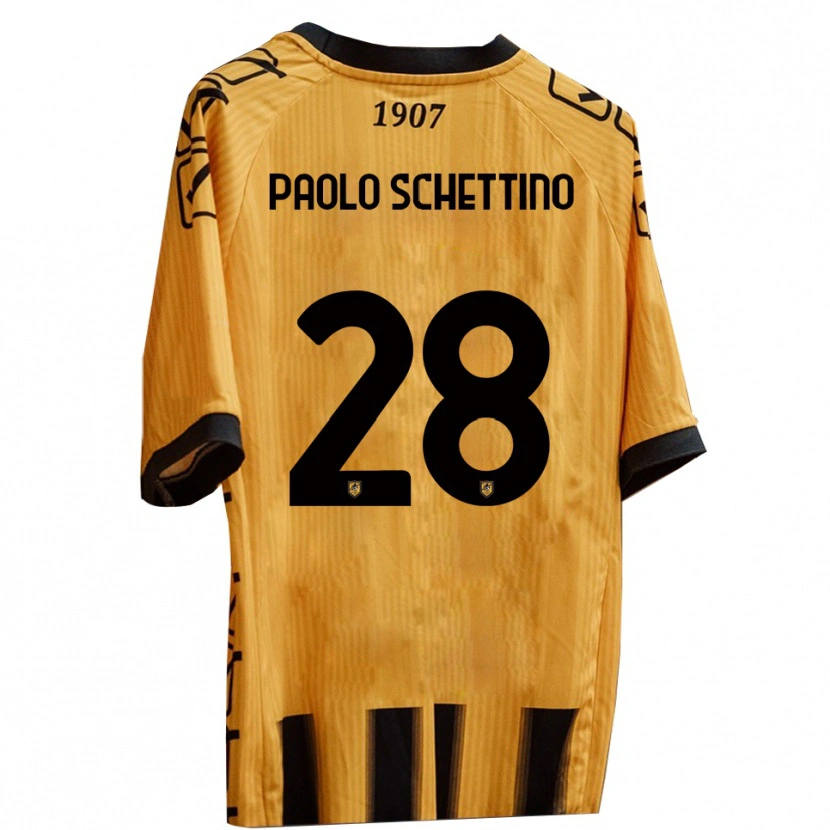 Danxen Męski Francesco Paolo Schettino #28 Żółto-Czarny Domowa Koszulka 2025/26 Koszulki Klubowe