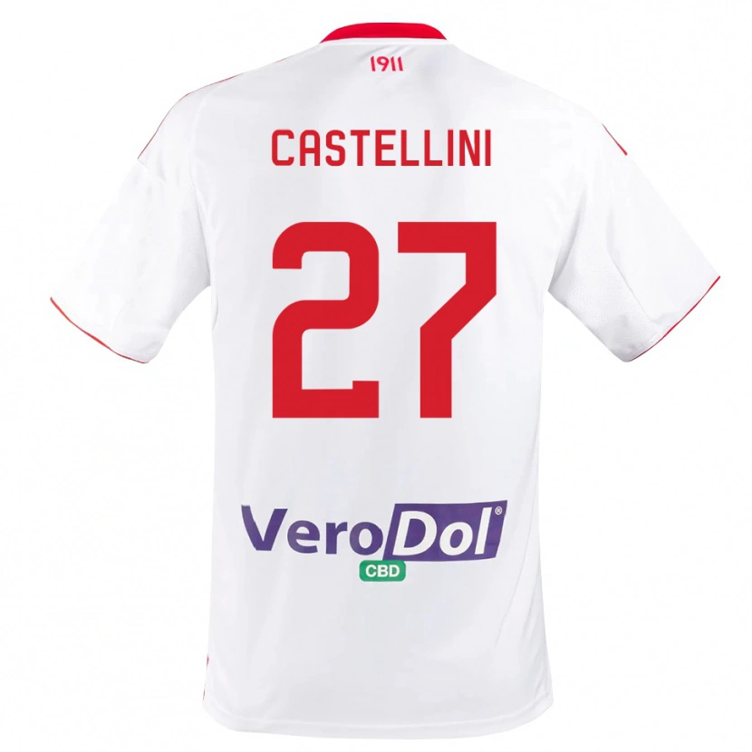 Danxen Męski Alessio Castellini #27 Biało-Czerwony Domowa Koszulka 2025/26 Koszulki Klubowe