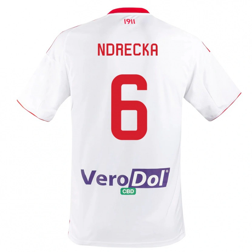 Danxen Męski Eros Ndrecka #6 Biało-Czerwony Domowa Koszulka 2025/26 Koszulki Klubowe