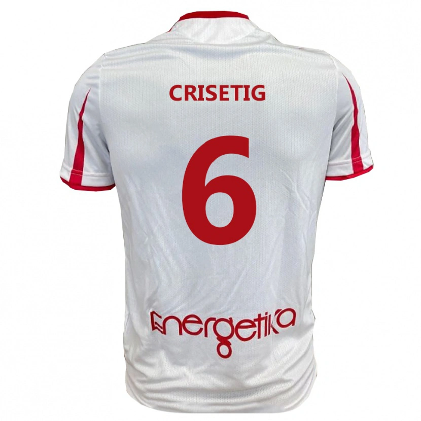 Danxen Męski Lorenzo Crisetig #6 Biało-Czerwony Domowa Koszulka 2025/26 Koszulki Klubowe