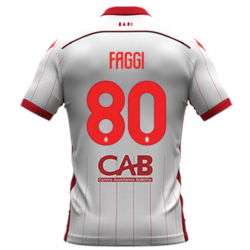 Danxen Męski Filippo Faggi #80 Biało-Czerwony Domowa Koszulka 2025/26 Koszulki Klubowe
