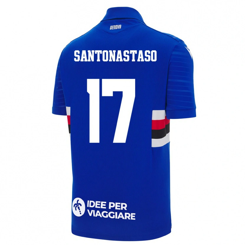 Danxen Męski Vincenzo Santonastaso #17 Niebiesko-Biały Domowa Koszulka 2025/26 Koszulki Klubowe