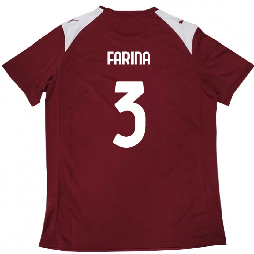 Danxen Męski Alfredo Farina #3 Burgundowo-Biały Domowa Koszulka 2025/26 Koszulki Klubowe