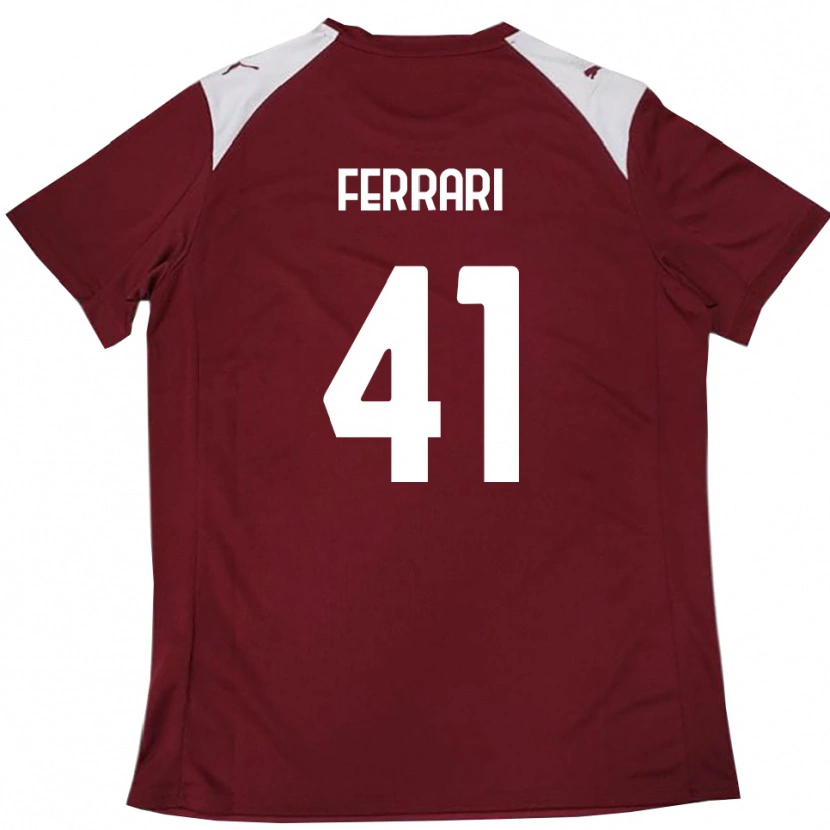 Danxen Męski Tommaso Ferrari #41 Burgundowo-Biały Domowa Koszulka 2025/26 Koszulki Klubowe