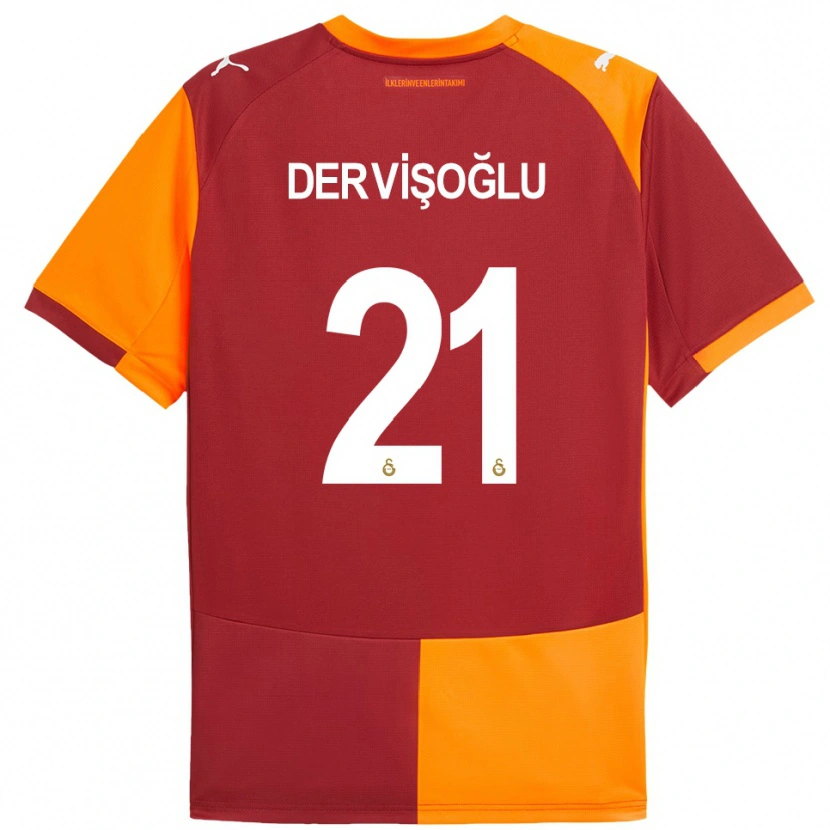 Danxen Męski Halil Dervişoğlu #21 Czerwono-Pomarańczowy Domowa Koszulka 2025/26 Koszulki Klubowe