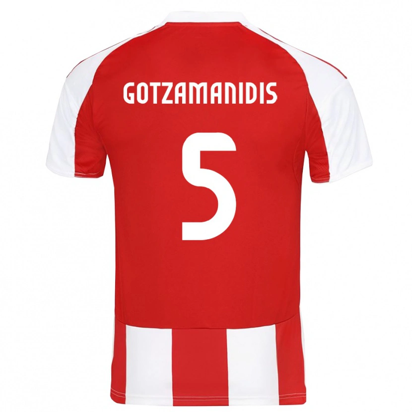 Danxen Męski Nikolaos Gotzamanidis #5 Czerwono-Biały Domowa Koszulka 2025/26 Koszulki Klubowe