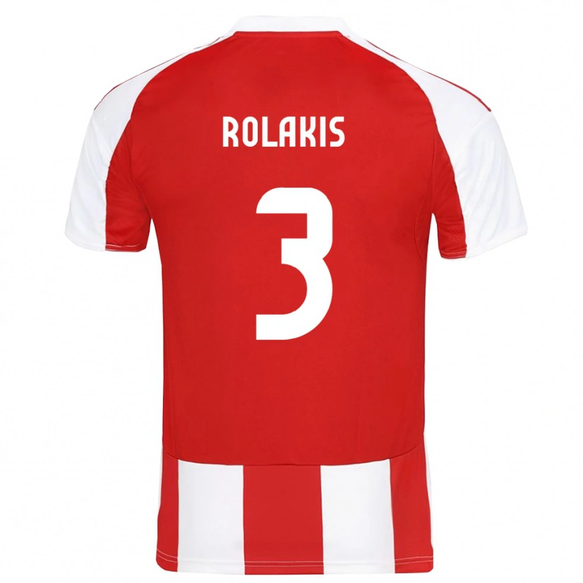 Danxen Męski Giannis Rolakis #3 Czerwono-Biały Domowa Koszulka 2025/26 Koszulki Klubowe