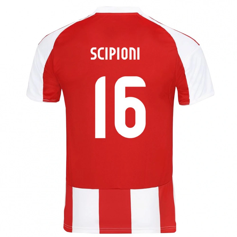 Danxen Męski Lorenzo Scipioni #16 Czerwono-Biały Domowa Koszulka 2025/26 Koszulki Klubowe