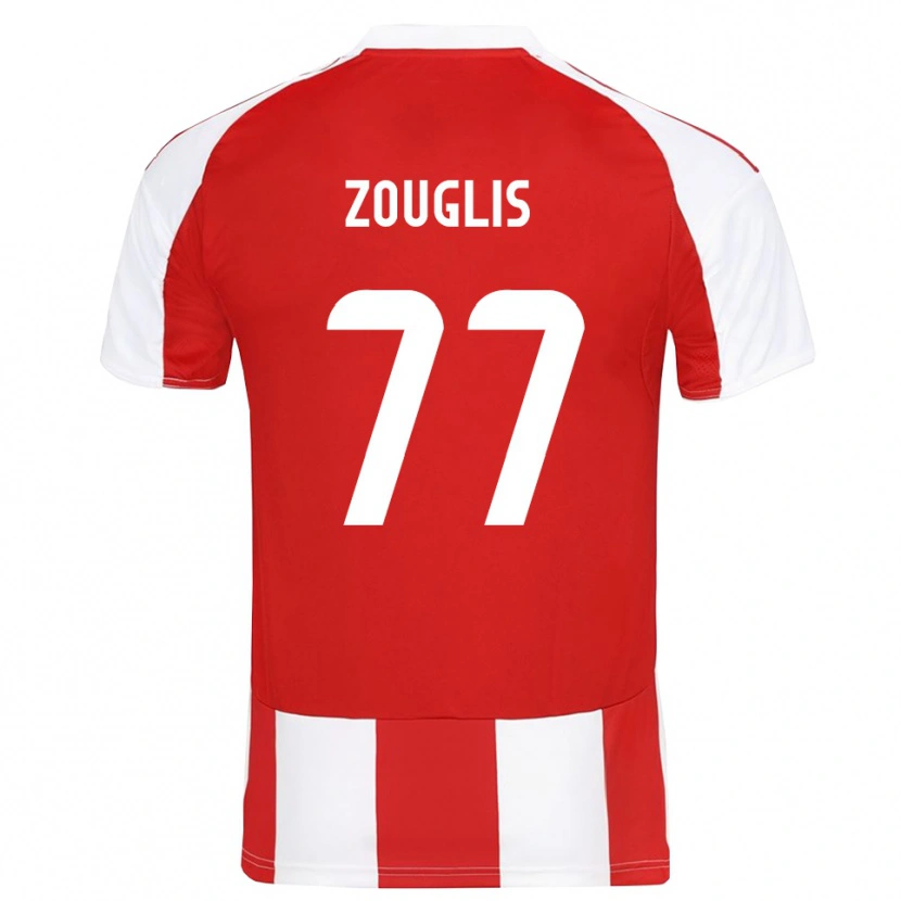 Danxen Męski Nikolaos Zouglis #77 Czerwono-Biały Domowa Koszulka 2025/26 Koszulki Klubowe