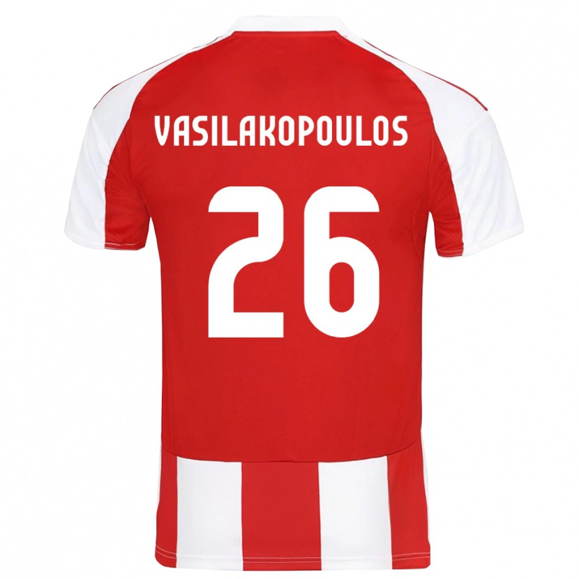 Danxen Męski Sarantos Vasilakopoulos #26 Czerwono-Biały Domowa Koszulka 2025/26 Koszulki Klubowe