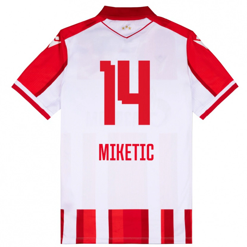 Danxen Męski Aleksandar Miketic #14 Czerwono-Biały Domowa Koszulka 2025/26 Koszulki Klubowe