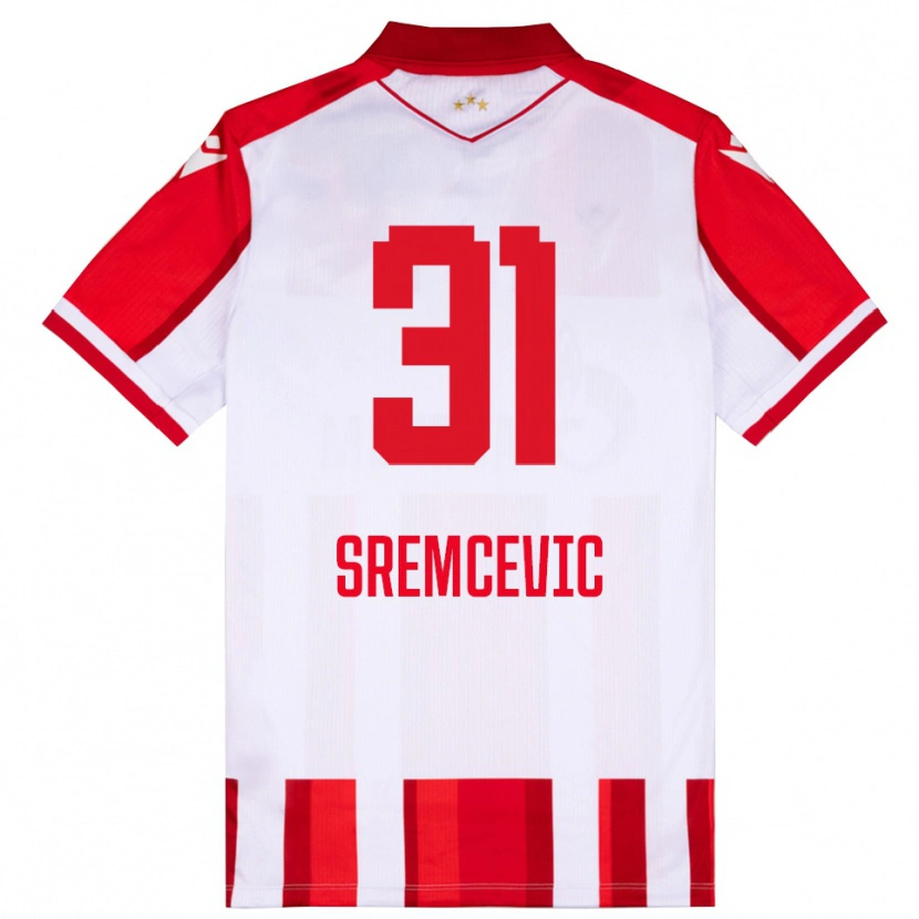 Danxen Męski Uros Sremcevic #31 Czerwono-Biały Domowa Koszulka 2025/26 Koszulki Klubowe