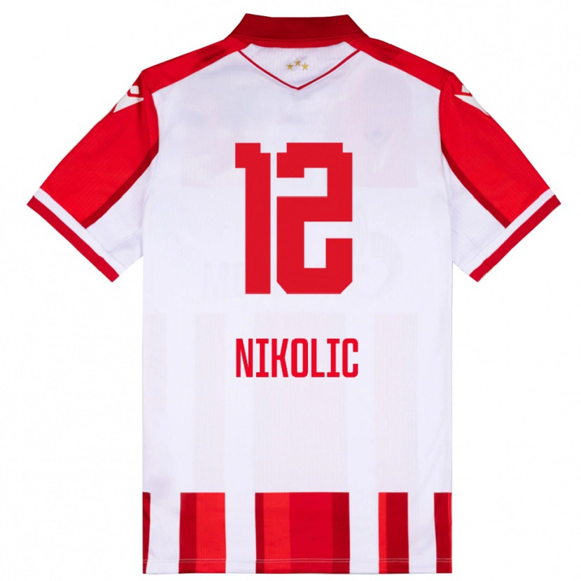 Danxen Męski Uros Nikolic #12 Czerwono-Biały Domowa Koszulka 2025/26 Koszulki Klubowe