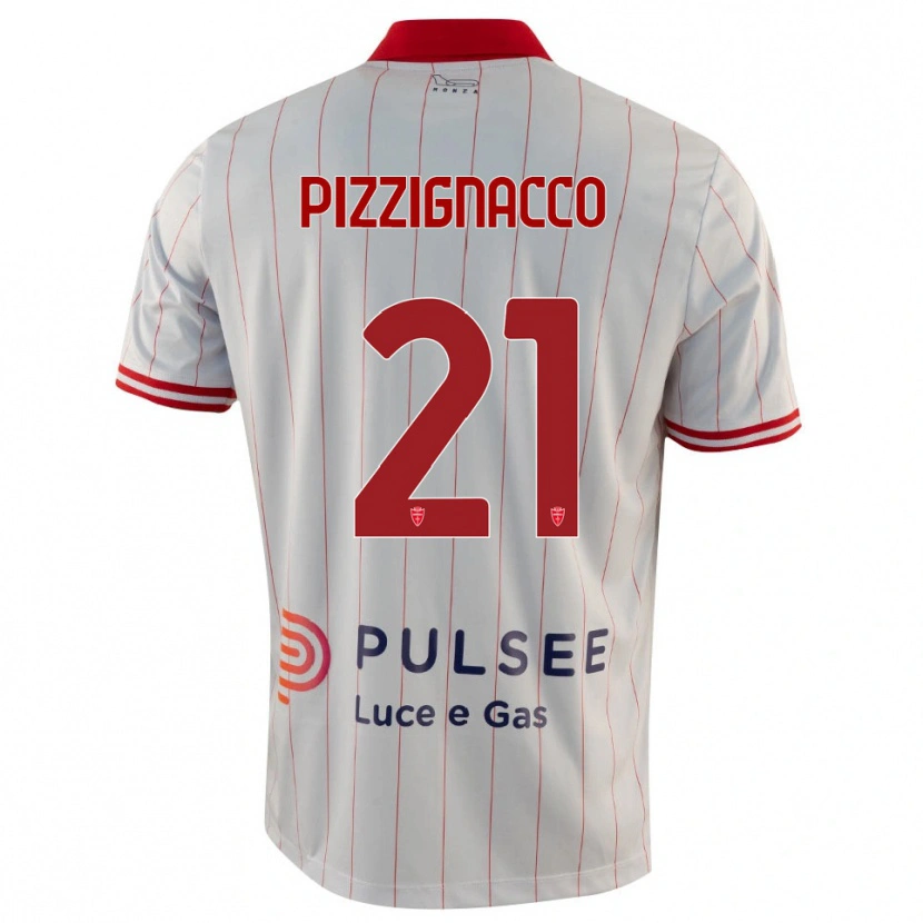 Danxen Męski Semuel Pizzignacco #21 Biało-Czerwono-Niebieski Wyjazdowa Koszulka 2025/26 Koszulki Klubowe