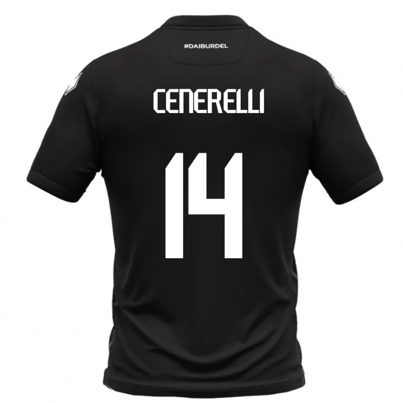 Danxen Męski Alessandro Cenerelli #14 Czarno-Biały Wyjazdowa Koszulka 2025/26 Koszulki Klubowe