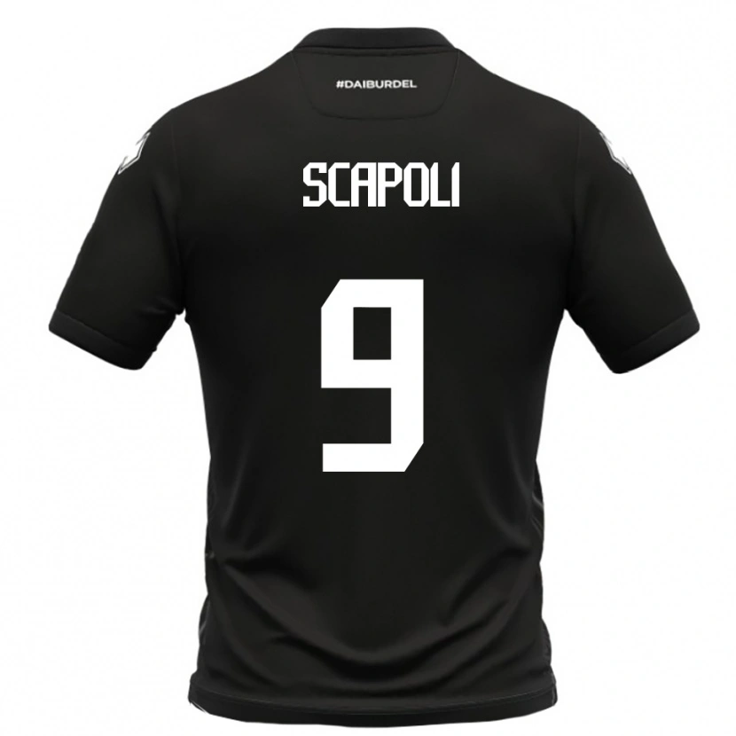 Danxen Męski Francesco Scapoli #9 Czarno-Biały Wyjazdowa Koszulka 2025/26 Koszulki Klubowe
