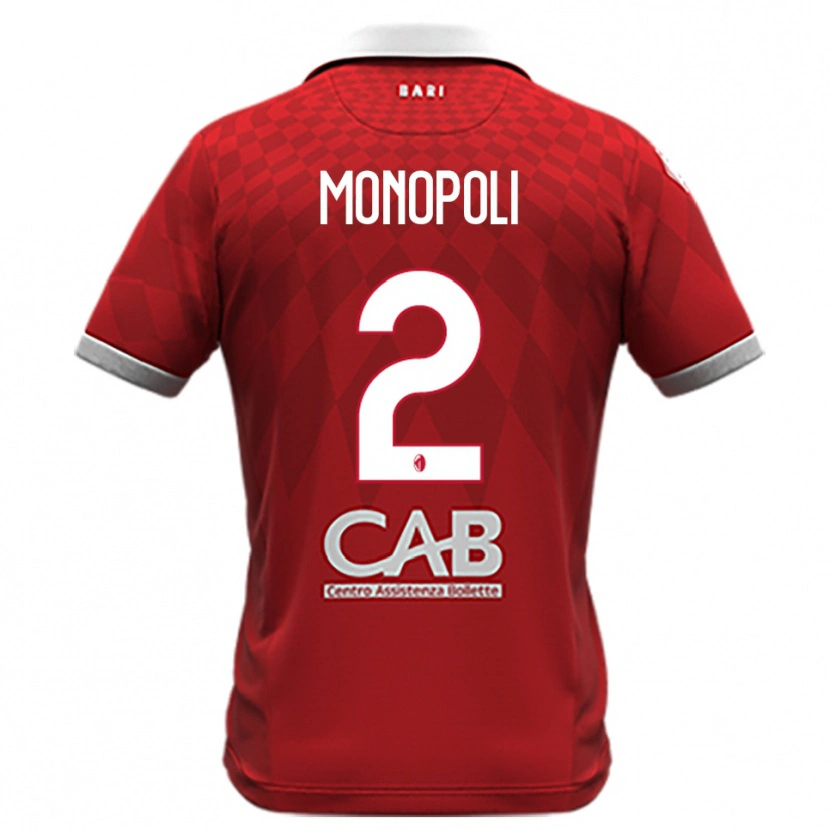 Danxen Męski Tommaso Monopoli #2 Czerwono-Biały Wyjazdowa Koszulka 2025/26 Koszulki Klubowe
