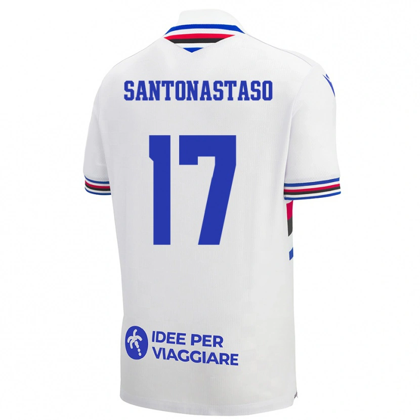 Danxen Męski Vincenzo Santonastaso #17 Biało-Niebiesko-Czerwony Wyjazdowa Koszulka 2025/26 Koszulki Klubowe