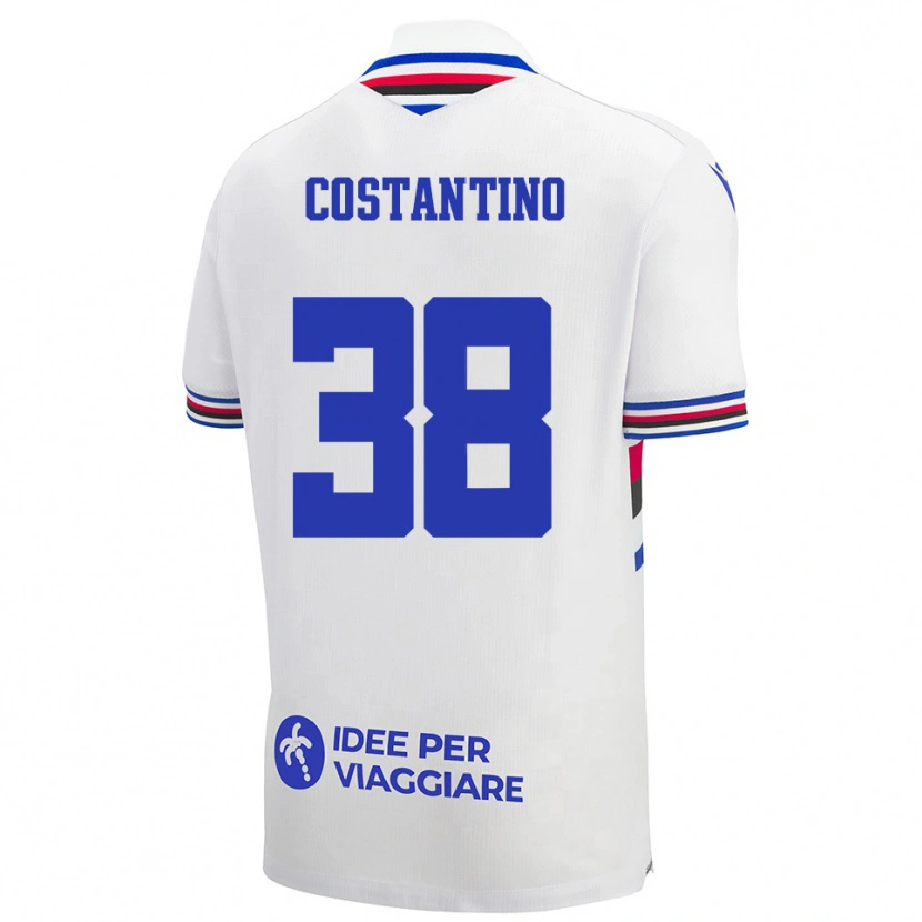 Danxen Męski Lorenzo Costantino #38 Biało-Niebiesko-Czerwony Wyjazdowa Koszulka 2025/26 Koszulki Klubowe