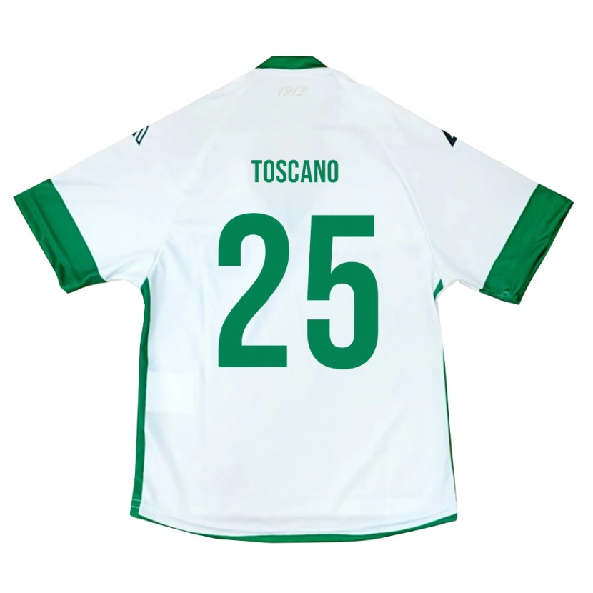 Danxen Męski Marco Toscano #25 Biało-Zielono-Niebieski Wyjazdowa Koszulka 2025/26 Koszulki Klubowe