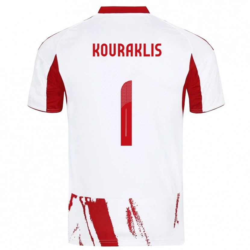 Danxen Męski Georgios Kouraklis #1 Biało-Czerwony Wyjazdowa Koszulka 2025/26 Koszulki Klubowe