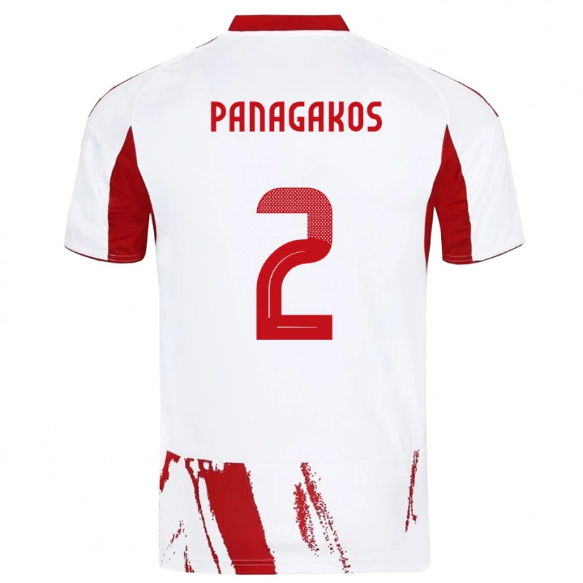 Danxen Męski Ilias Panagakos #2 Biało-Czerwony Wyjazdowa Koszulka 2025/26 Koszulki Klubowe