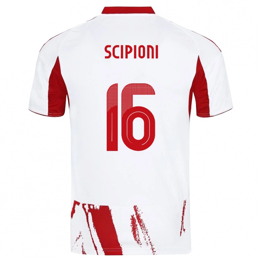 Danxen Męski Lorenzo Scipioni #16 Biało-Czerwony Wyjazdowa Koszulka 2025/26 Koszulki Klubowe