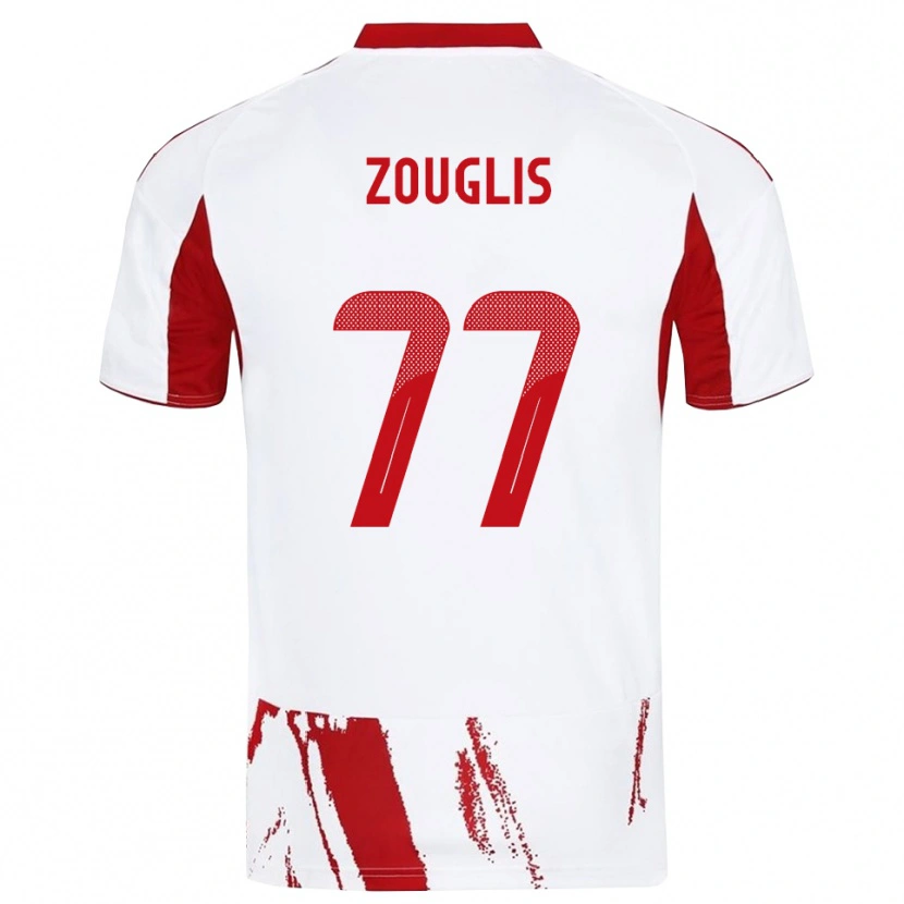 Danxen Męski Nikolaos Zouglis #77 Biało-Czerwony Wyjazdowa Koszulka 2025/26 Koszulki Klubowe
