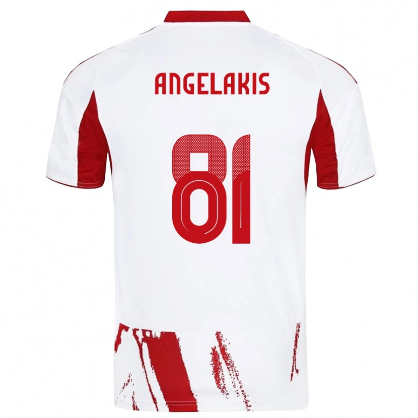 Danxen Męski Konstantinos Angelakis #81 Biało-Czerwony Wyjazdowa Koszulka 2025/26 Koszulki Klubowe