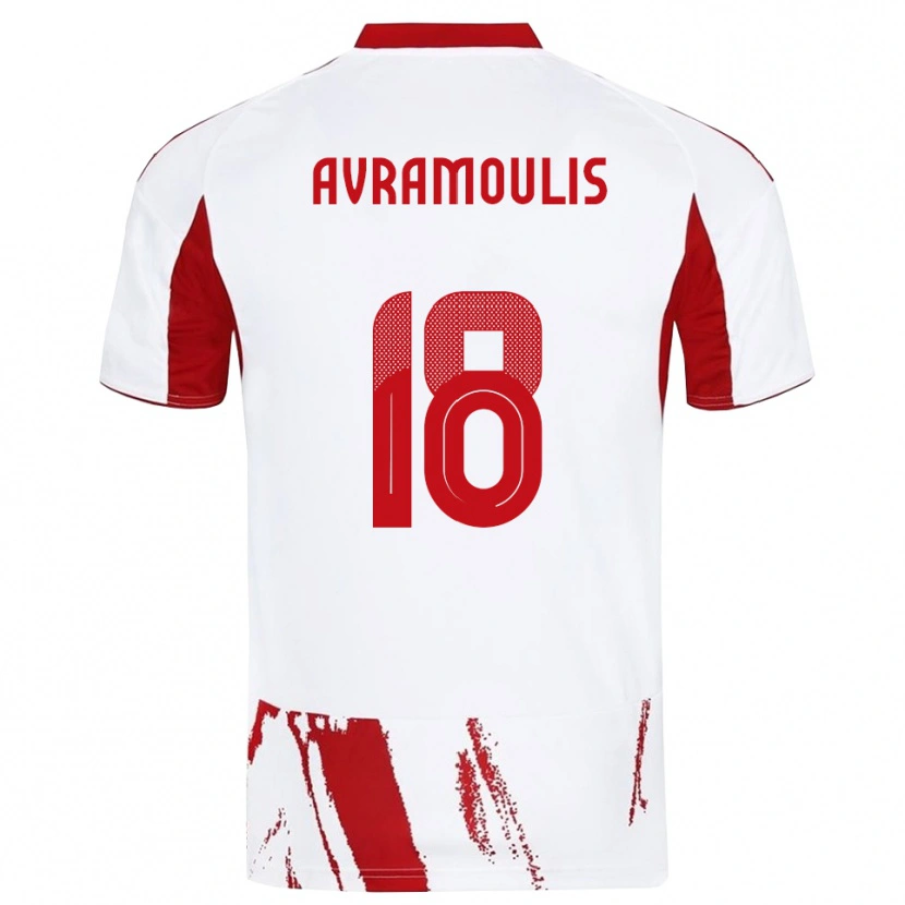 Danxen Męski Nikolaos Avramoulis #18 Biało-Czerwony Wyjazdowa Koszulka 2025/26 Koszulki Klubowe