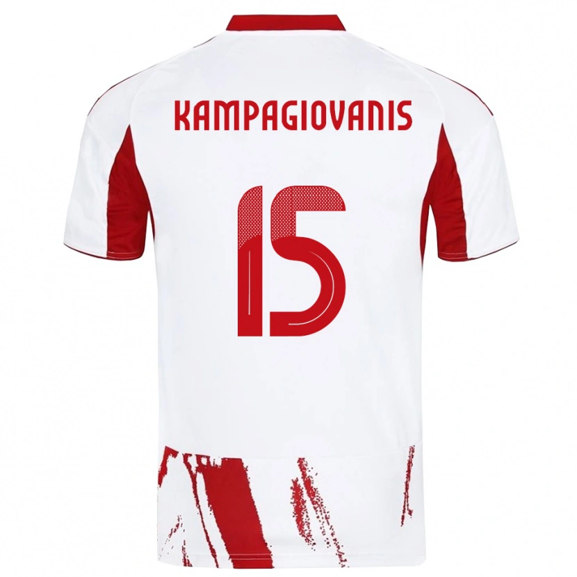 Danxen Męski Anastasios Kampagiovanis #15 Biało-Czerwony Wyjazdowa Koszulka 2025/26 Koszulki Klubowe