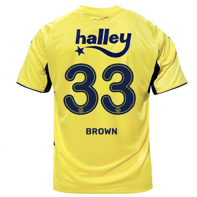 Danxen Męski Archie Brown #33 Żółto-Granatowy Wyjazdowa Koszulka 2025/26 Koszulki Klubowe