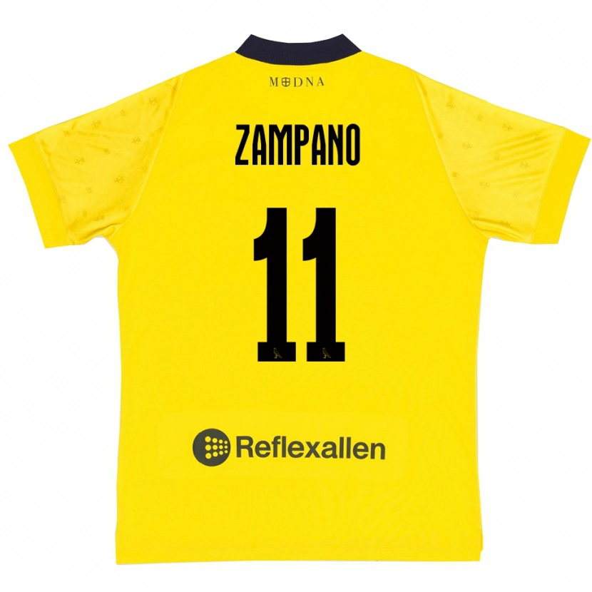 Danxen Kobiety Francesco Zampano #11 Żółto-Granatowy Domowa Koszulka 2025/26 Koszulki Klubowe