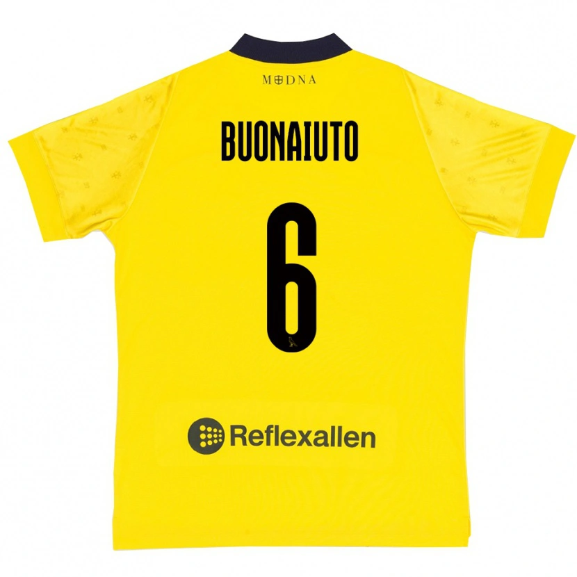 Danxen Kobiety Alessandro Buonaiuto #6 Żółto-Granatowy Domowa Koszulka 2025/26 Koszulki Klubowe